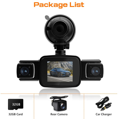 【PASLDA】4 Channel Dash Cam, 4-Lens 360° All-Round Car Monitor | Built-In Wifi & Included 64GB Memory Card | HDR High Clarity Night Vision | Plug & Play, No Built-In Battery | Vehicle Security Car DVR