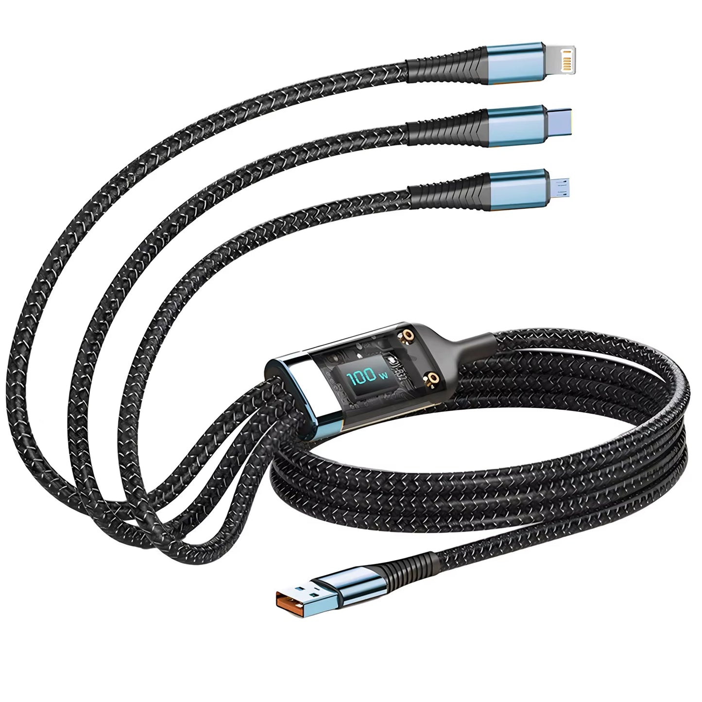 Cabo Carregamento Rapido 100W 3 Em 1