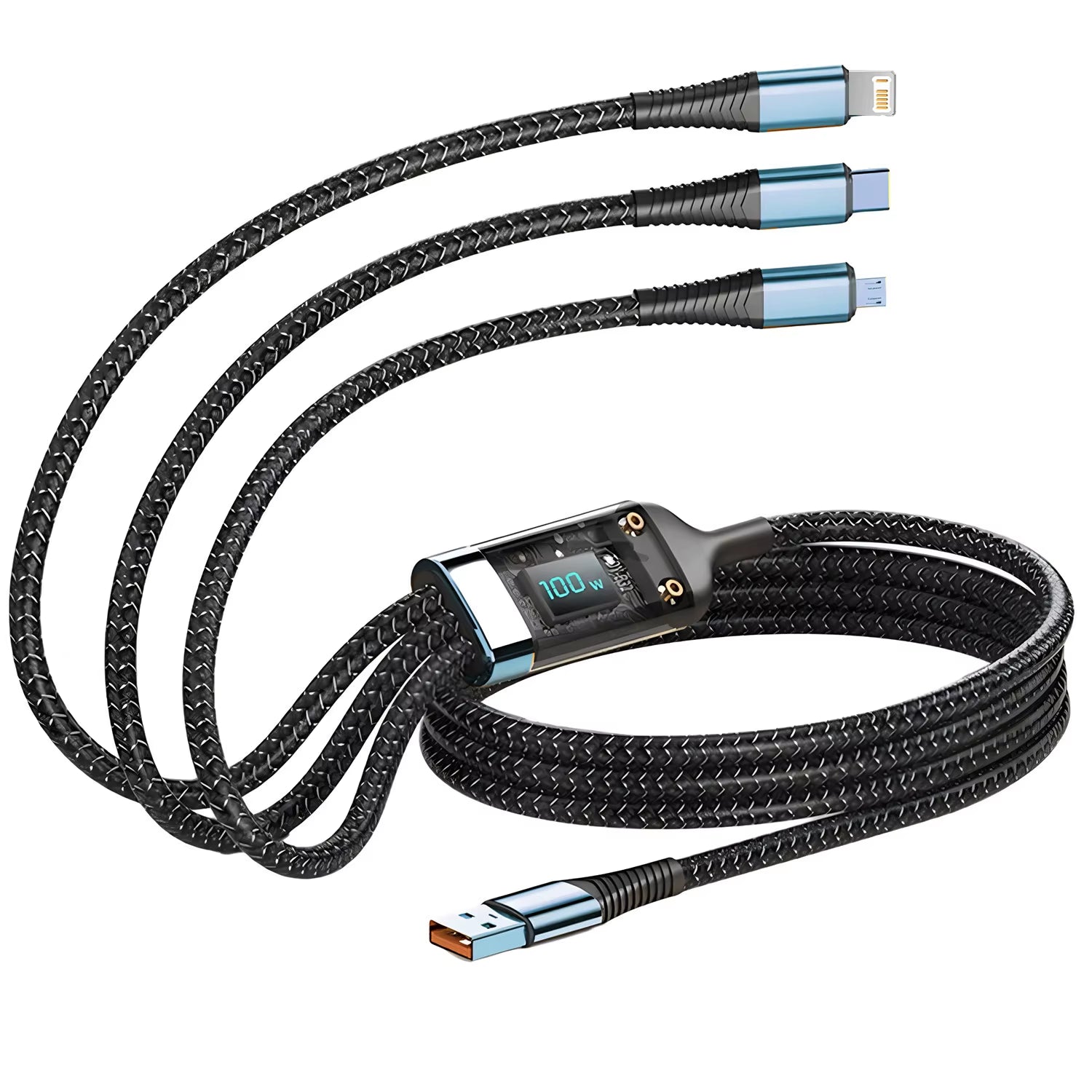 Cabo Carregamento Rapido 100W 3 Em 1